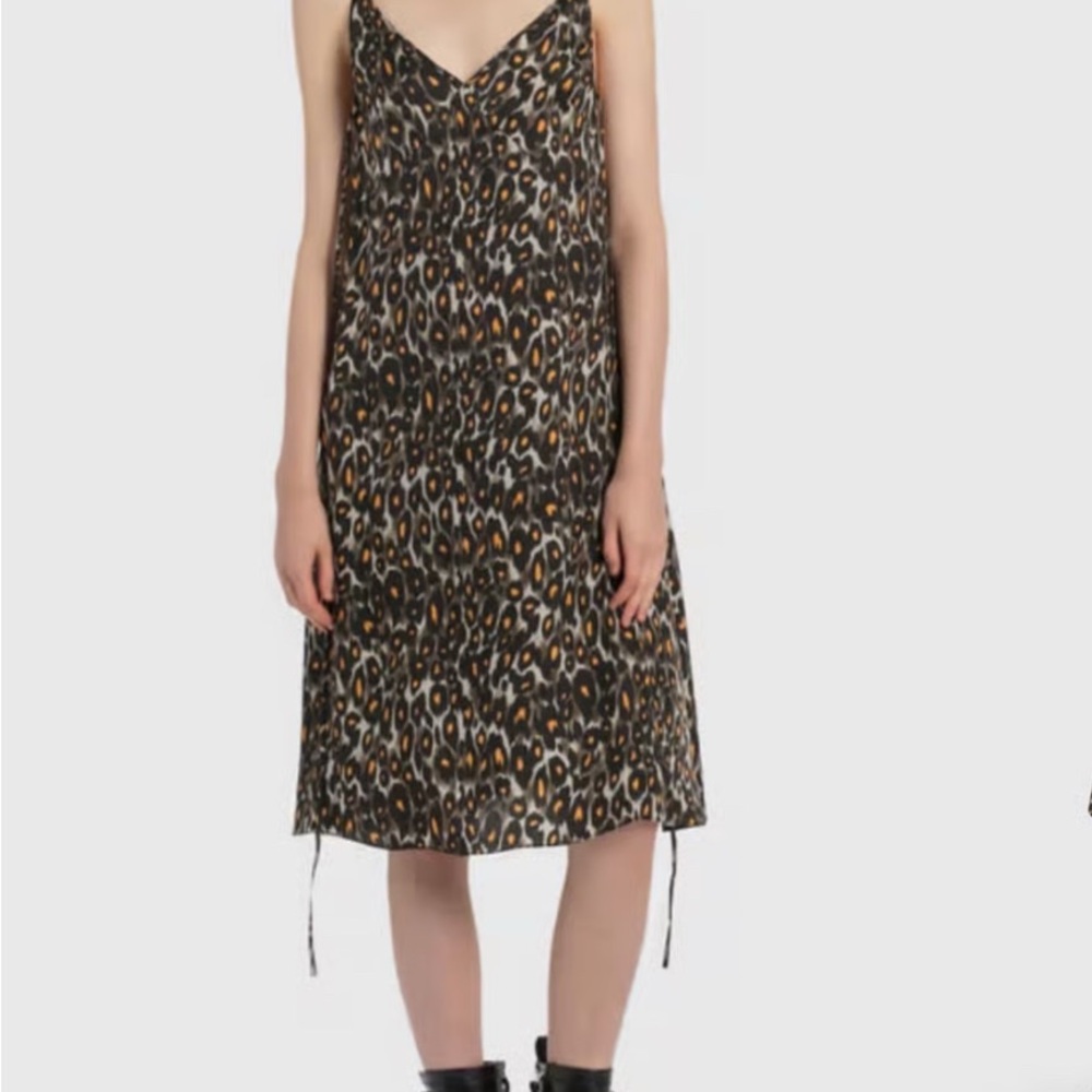 R13 Leopard Print Midi Slip Dress